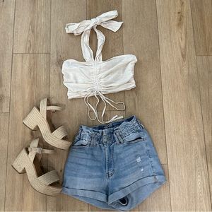 EUC Drawstring Halter Top